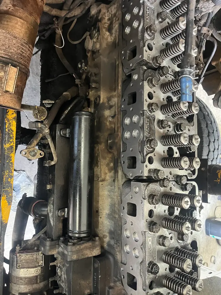 Close up of a meticulously rebuilt diesel engine